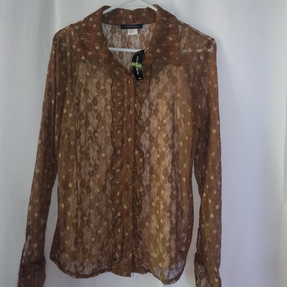 Jonde Blouse Ruffle Long Sleeve Sz L